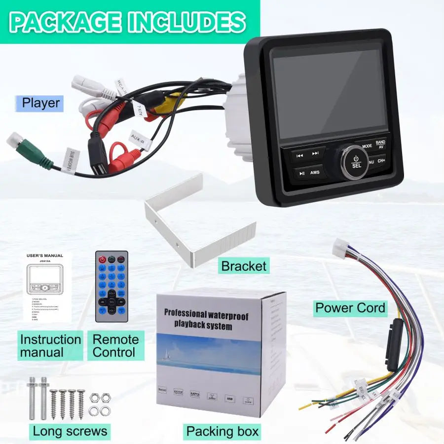 NNEOBA Waterproof Bluetooth Marine Stereo Radio-4