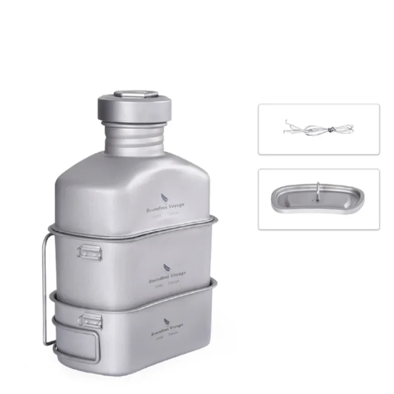 NNEOBA Titanium Camping Cooking Mess Set Grey-1