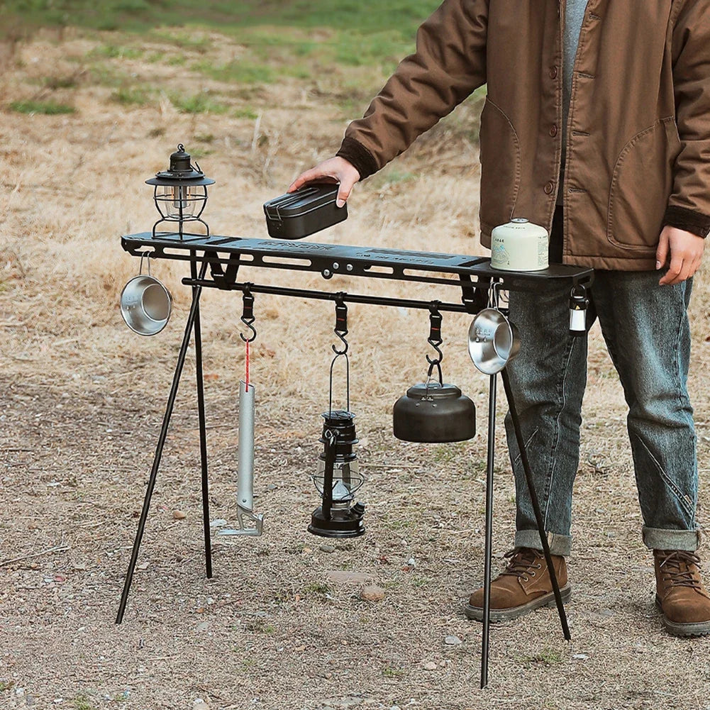 NNEOBA Foldable Camping Tripod Top Plate Rack Black-3