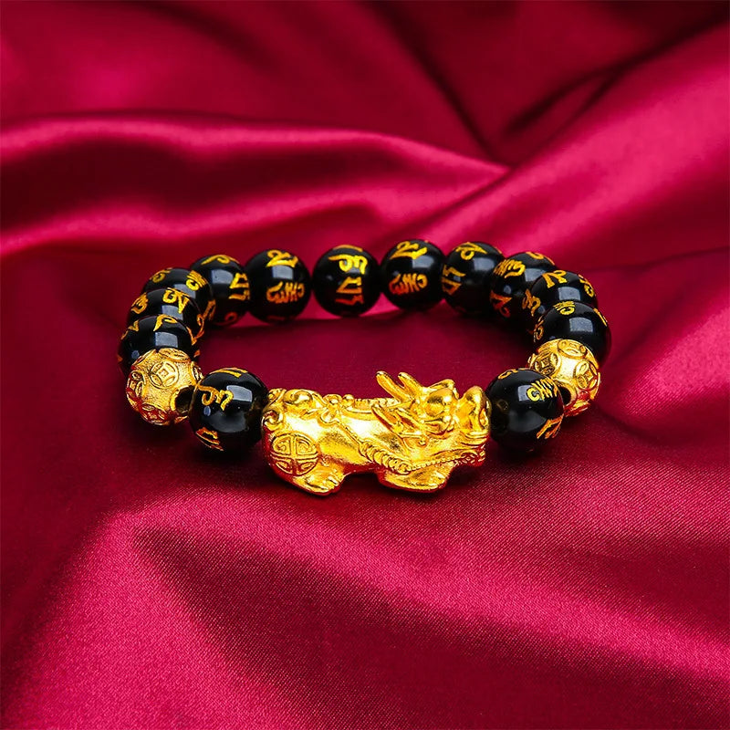 24K Gold-Tone Pixiu Bracelet – Lucky Wealth Beaded Bracelet for Men & Couples-3