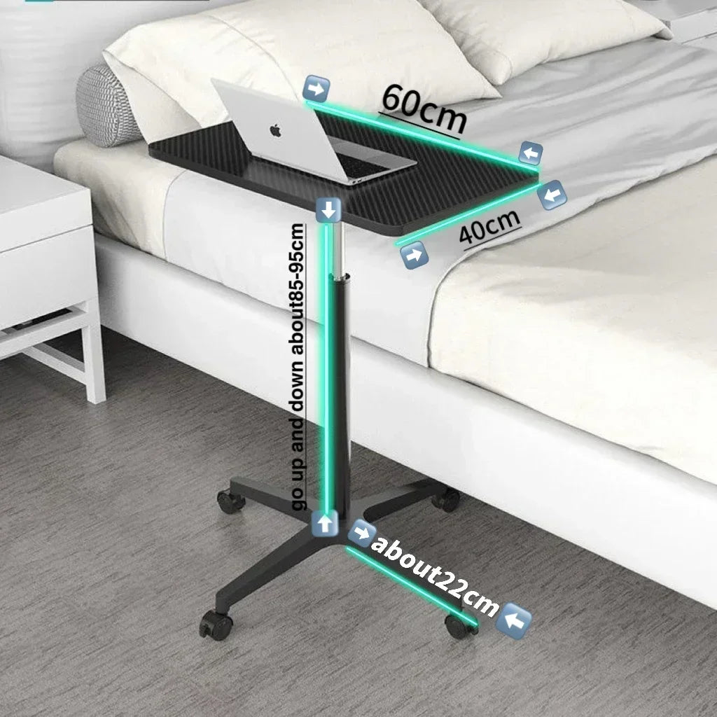 NNEOBA Adjustable Height Movable Laptop Desk with Pulley - Versatile Bedside & Office Table-4