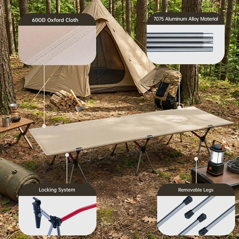 Portable Folding Camping Cot – Ultralight Aluminum Alloy Sleeping Bed for Outdoor Adventures-1