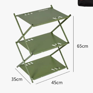 NNEOBA Portable Three-Tier Outdoor Folding Shelf for Camping, BBQ, and Garden Storage-1