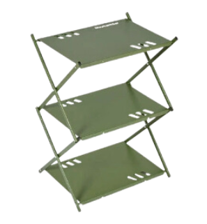 NNEOBA Portable Three-Tier Outdoor Folding Shelf for Camping, BBQ, and Garden Storage-0