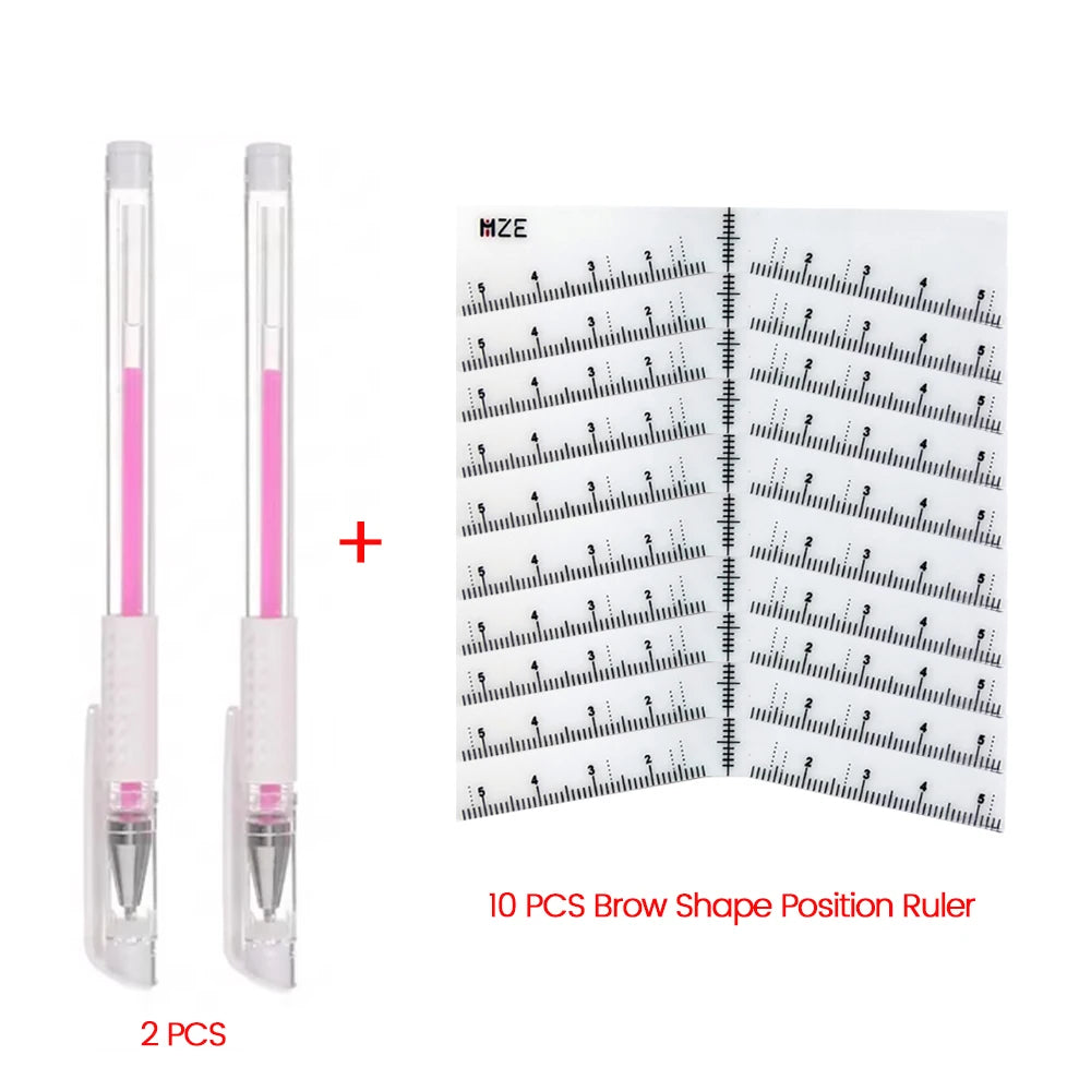 Eyebrow Position Mark Tools Microblading Brow Shape Mapping Kit with White Marker Pen and Brows Outline Design Ruler Makeup Kits