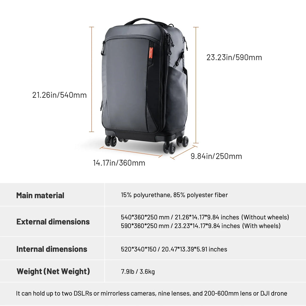 2-in-1 Outdoor Trolley Case Backpack Expandable Black-1