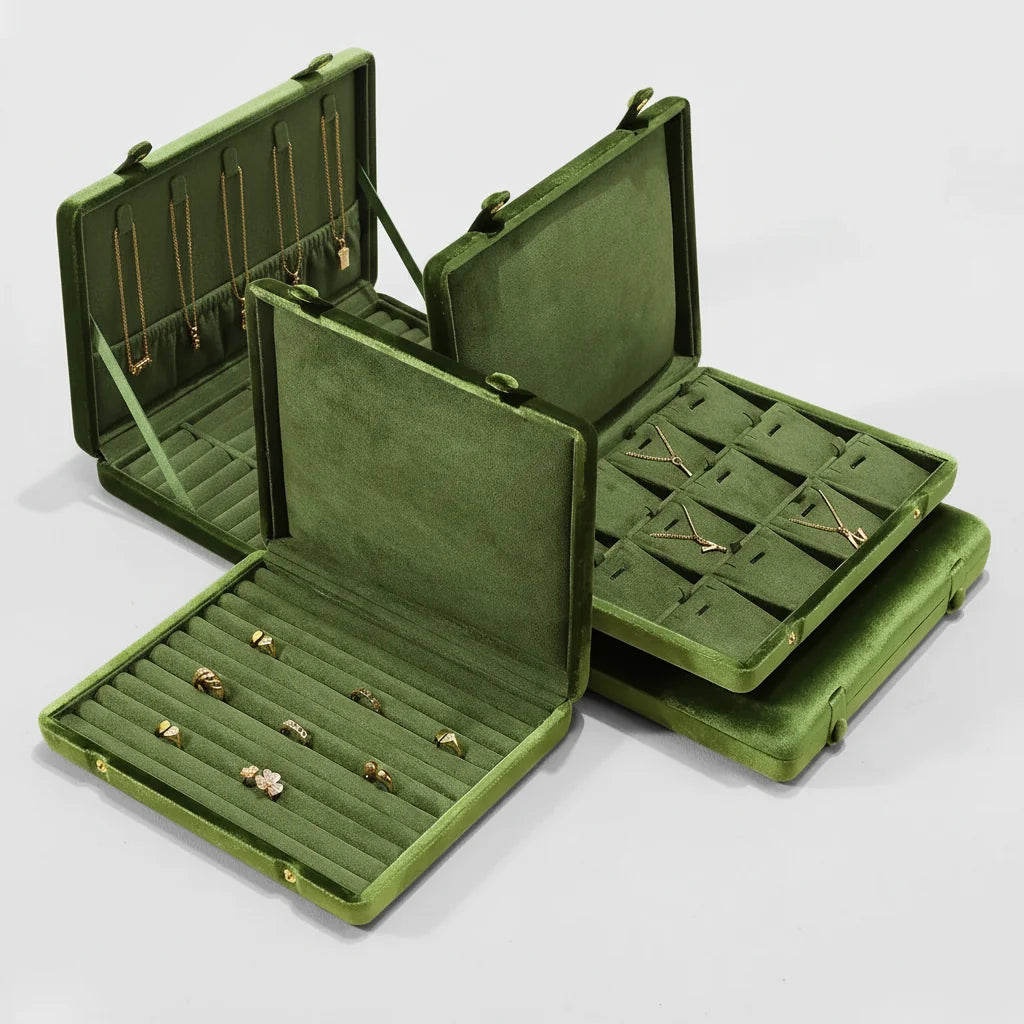 Large Velvet Jewelry Storage Case – Display Organizer for Rings, Earrings, Pendants & Accessories-0