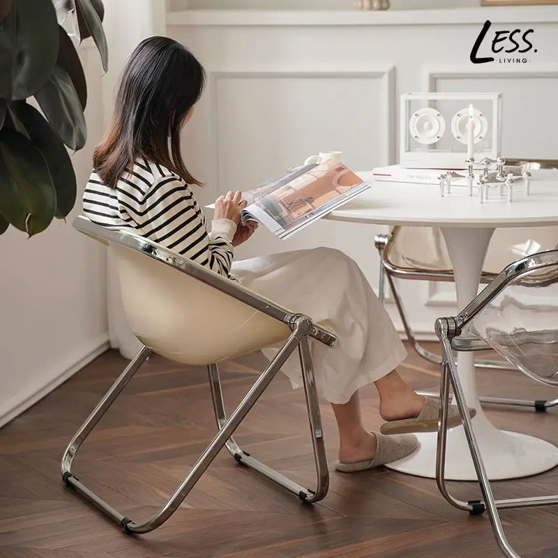 NNEOBA Modern Foldable Acrylic Leisure Chair - White-2