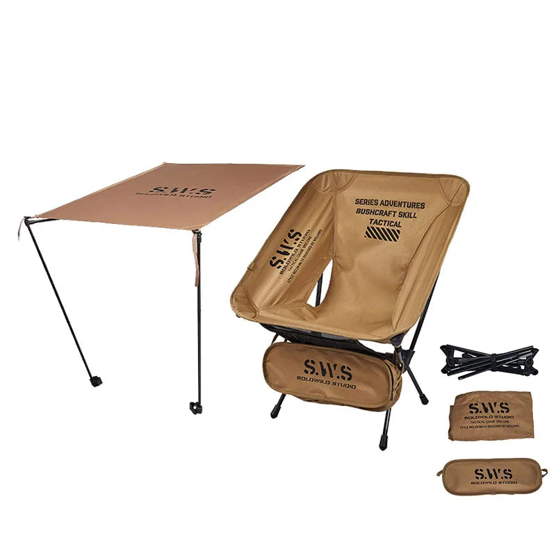 NNEOBA Sunshade Awning Folding Chair Set Khaki-0