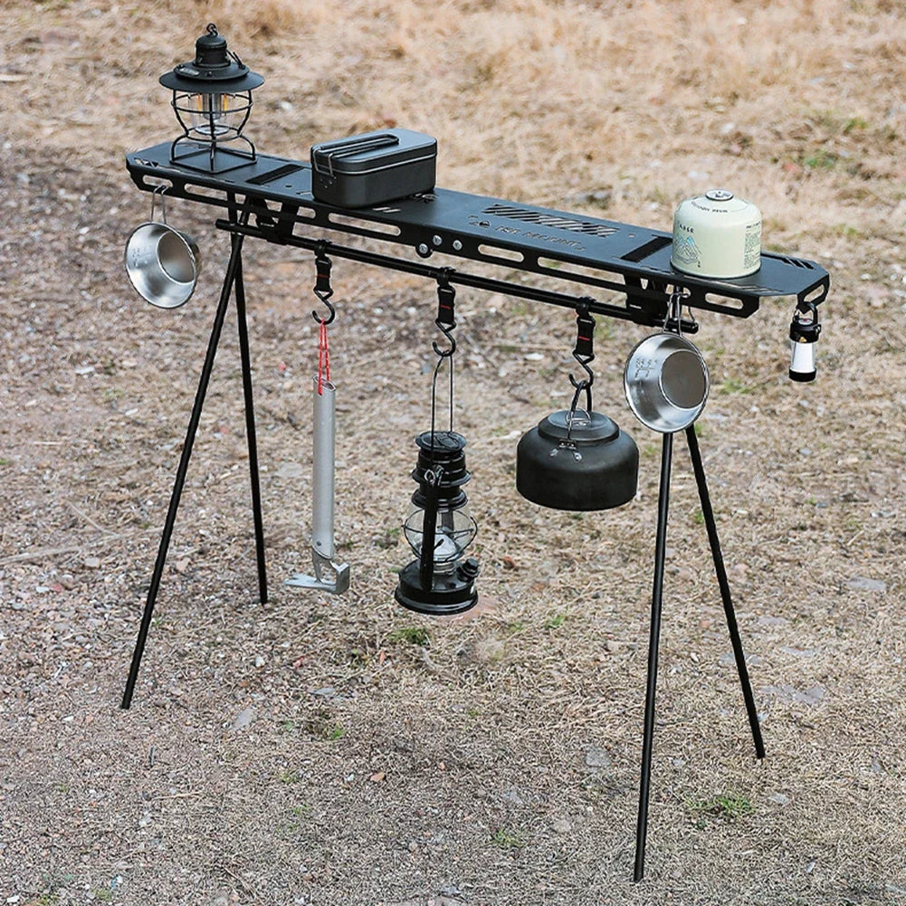NNEOBA Foldable Camping Tripod Top Plate Rack Black-1