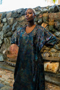 Shadow Of Sequin Shimmer Long Kaftan Dress - Rainbow Black Party Dress