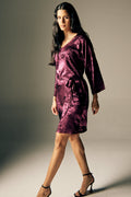 Shadow Of Sequin Shimmer Short Kaftan Dress - Magenta Purple Party Dress