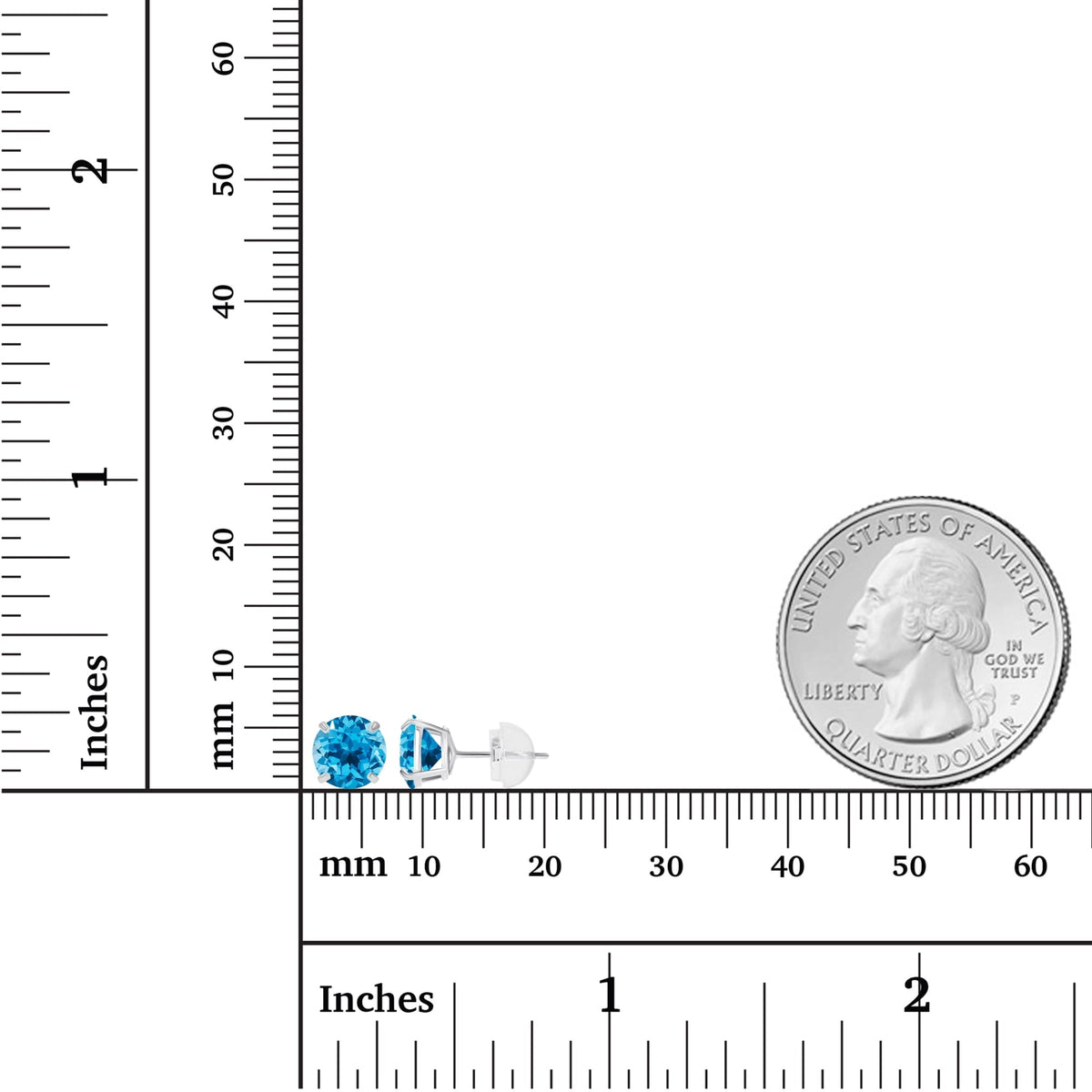 2.00 CTW Natural Swiss Blue Topaz Stud Earrings in 14K White Gold-2