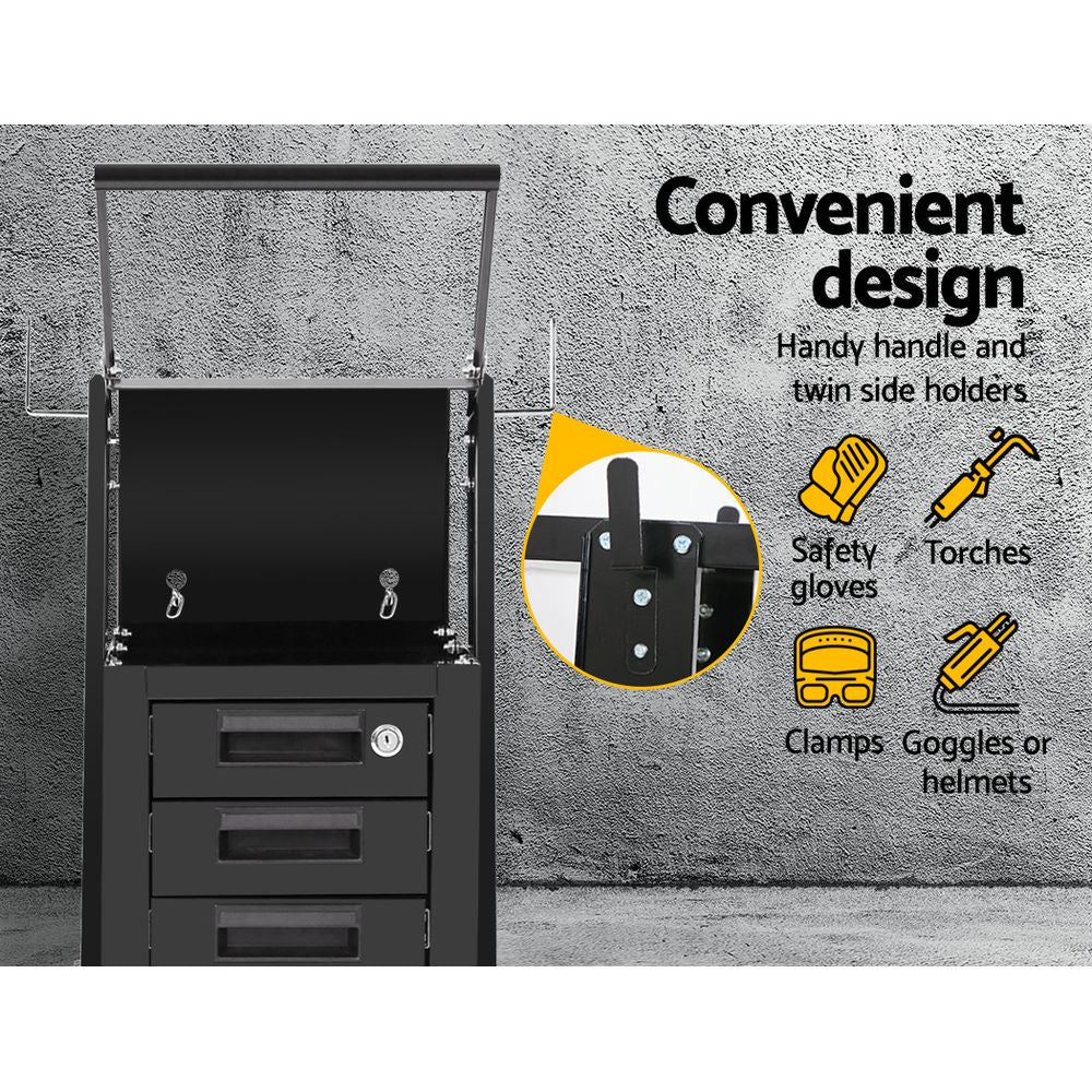 NNEDSZ 4 Drawer Welding Trolley - Black-4