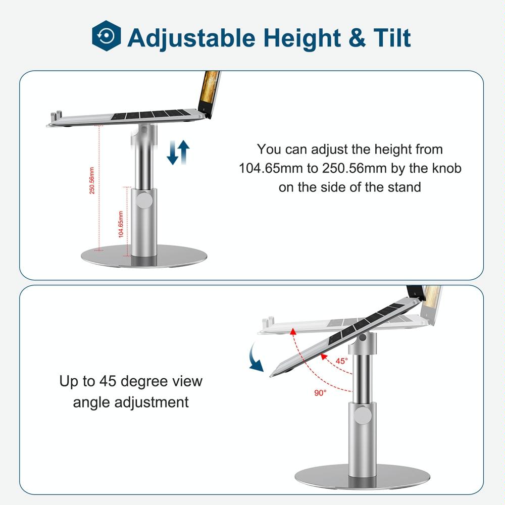 NNEIDS Silver 360 Degree Rotating Aluminum Laptop Stand-2