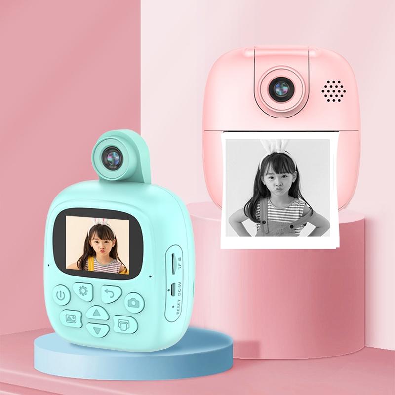 NNEIDS 32G Pink Cartoon Kids Camera With Rotating Lens - A18 Hd-0