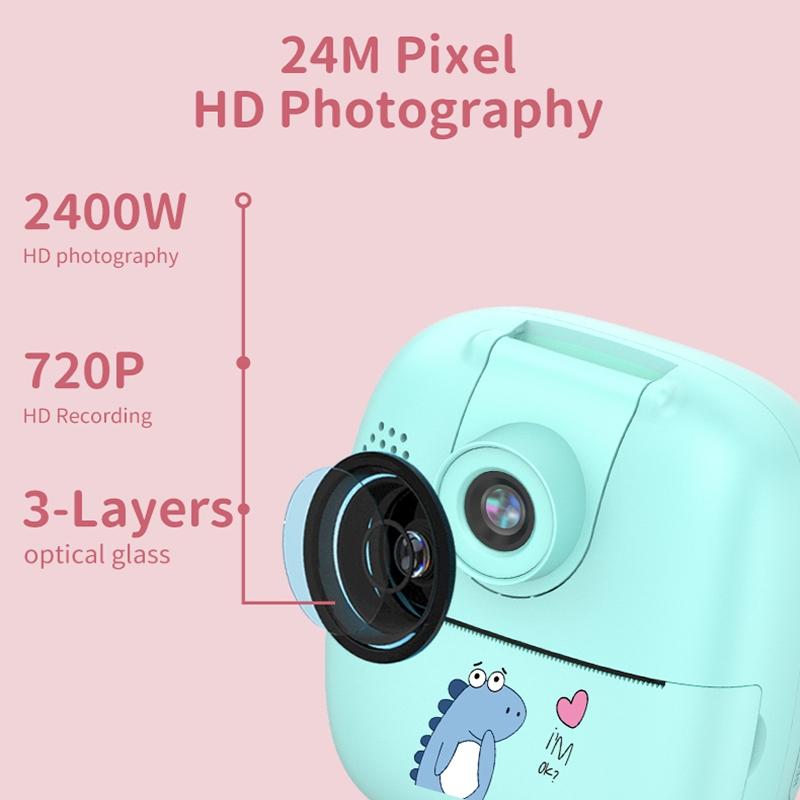 NNEIDS 32G Pink Cartoon Kids Camera With Rotating Lens - A18 Hd-1