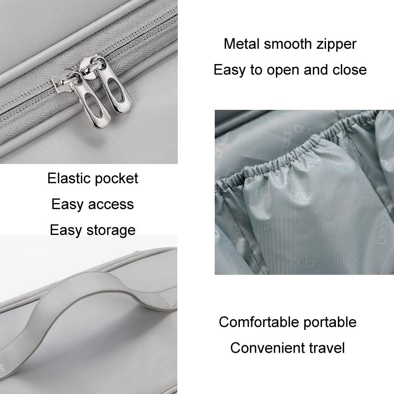 NNEIDS Multifunctional Leather Storage Bag For Dyson Airwrap - Grey-1