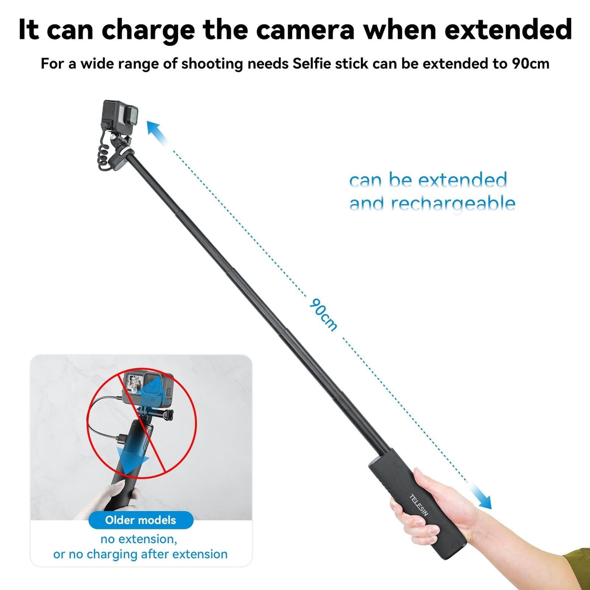 NNEIDS Sports Camera And Phone Selfie Stick With 10000Mah Power Bank-4
