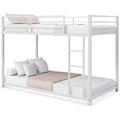 Twin over Twin Low Profile Modern Bunk Bed Frame in White Metal Finish-0