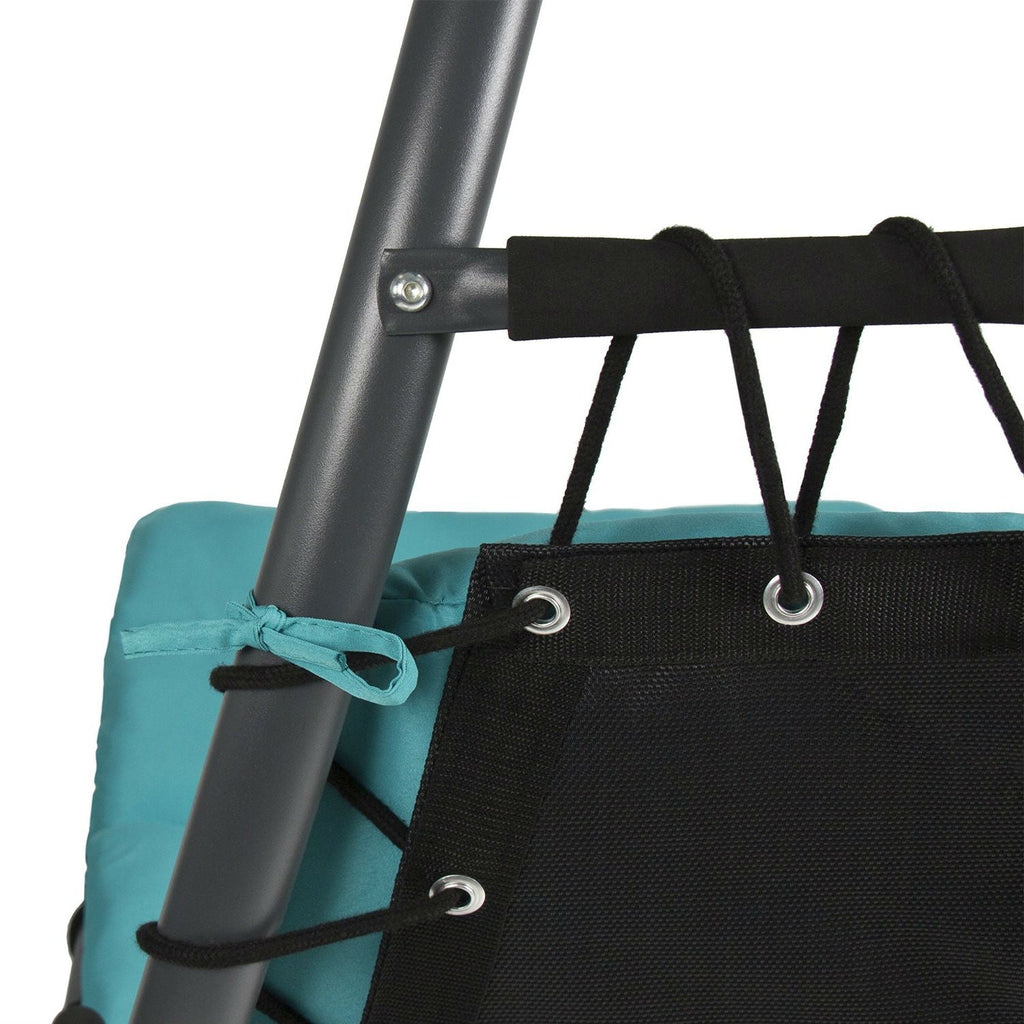 Teal Single Person Sturdy Modern Chaise Lounger Hammock Chair Porch Swing-4