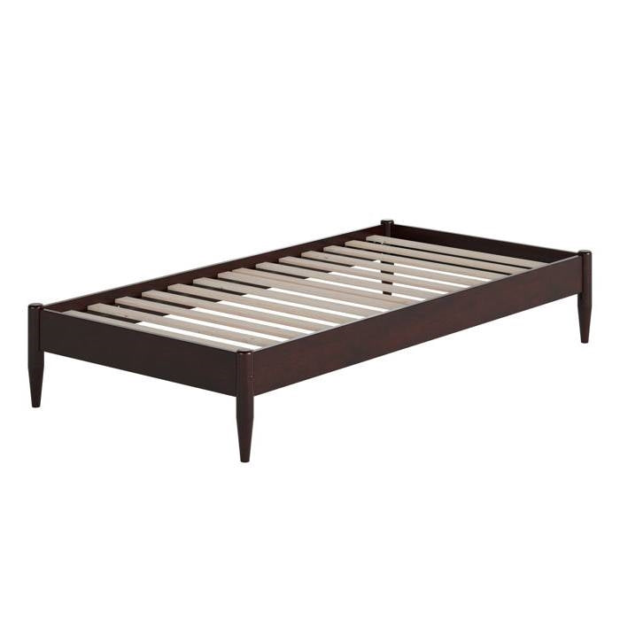 Twin Size Solid Hardwood Victorian Style Espresso Platform Bed-0