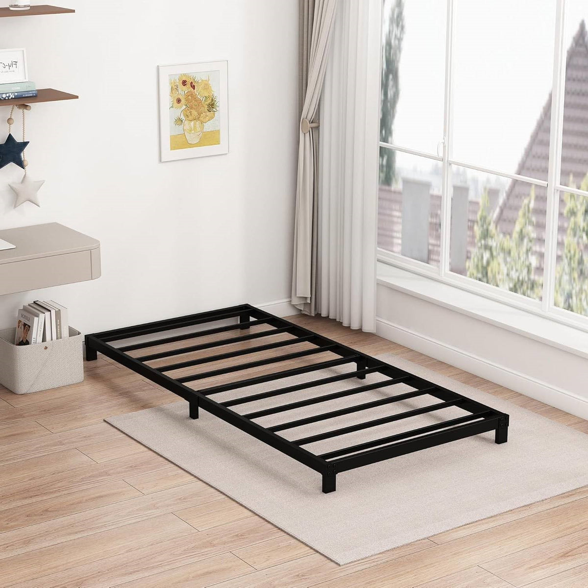 Twin size 5-inch Heavy Duty Metal Bed Frame with 3,000 lb. Weight Capacity-1