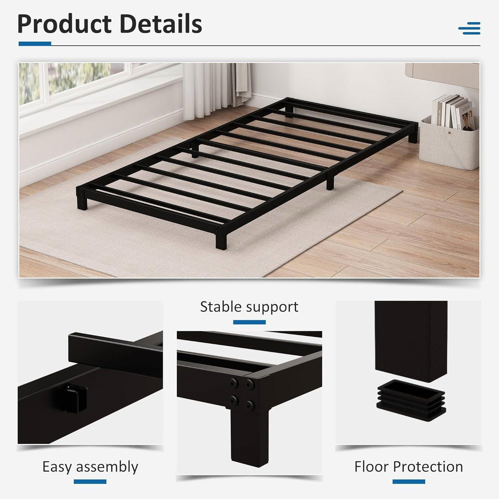 Twin size 5-inch Heavy Duty Metal Bed Frame with 3,000 lb. Weight Capacity-3