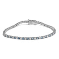 14K White Gold 4.0 Cttw Alternating White and Blue Lab Grown Diamond Tennis Bracelet - 7" inches