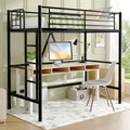 Twin size Black Metal Loft Bed Frame with Ladder - Space Saving Design-0