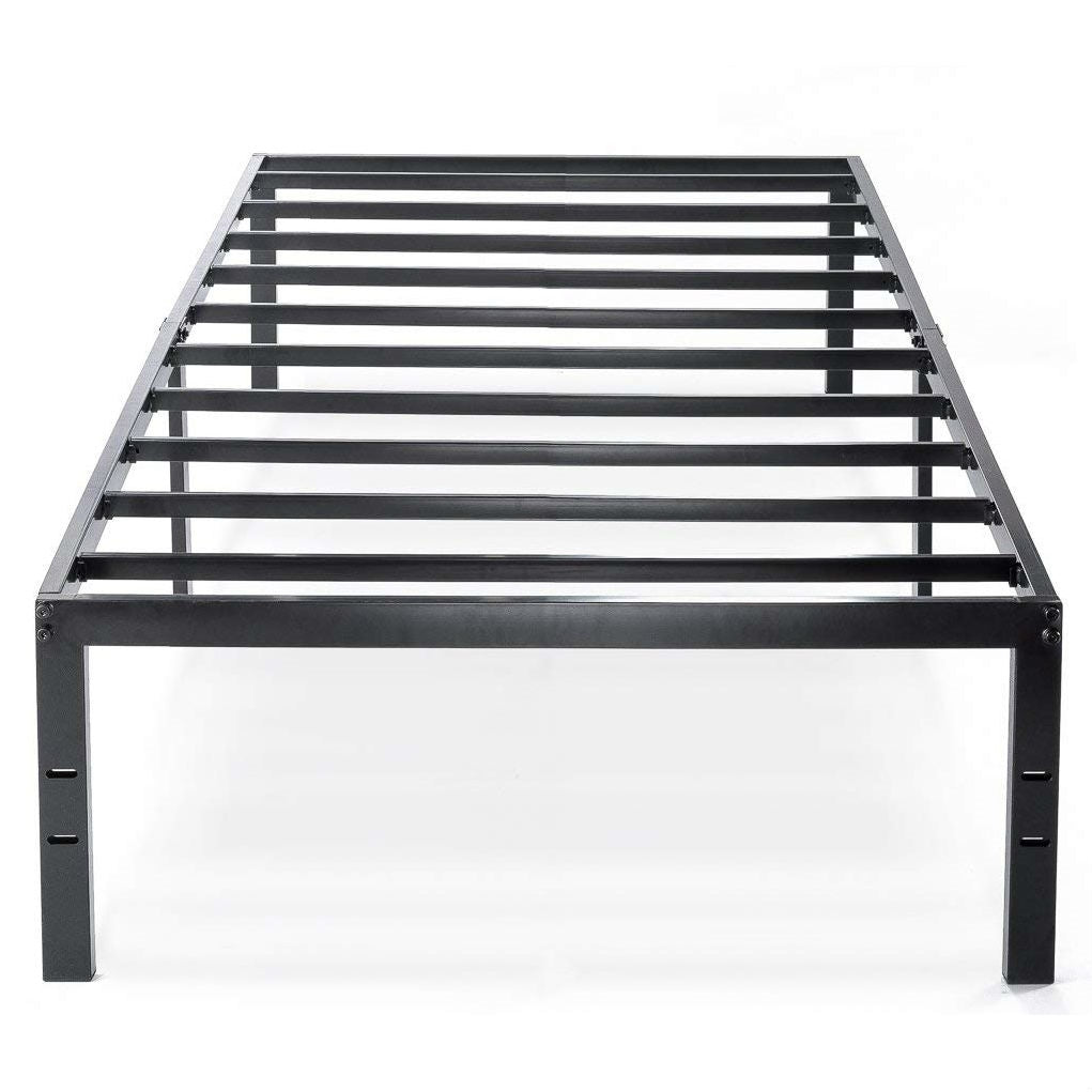 Twin size Black Metal Platform Bed Frame with Headboard Attachment Slots-0