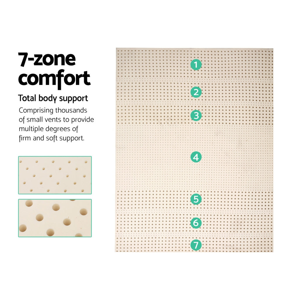 NNEDSZ Bedding Pure Natural Latex Mattress Topper 7 Zone 5cm Queen-2