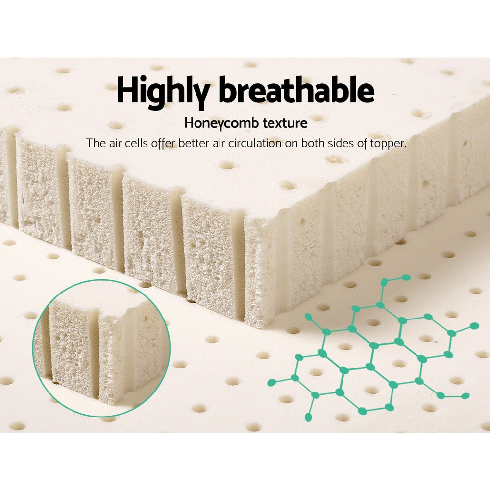 NNEDSZ Bedding Pure Natural Latex Mattress Topper 7 Zone 5cm Queen-3