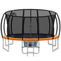NNEDSZ 16FT Trampoline Round Trampolines With Basketball Hoop Kids Present Gift Enclosure Safety Net Pad Outdoor Orange-0