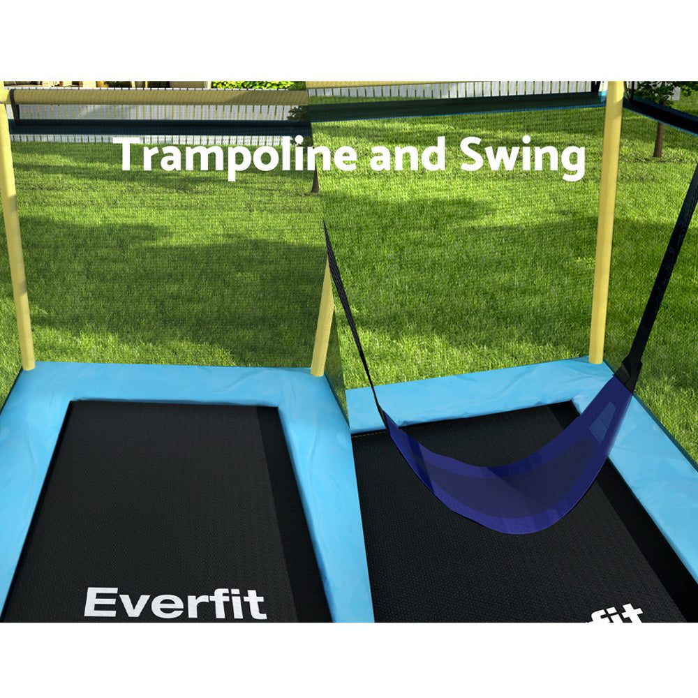 NNEDSZ 6FT Trampoline for Kids w/ Enclosure Safety Net Swing Rectangle Yellow-4