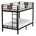 Twin over Twin Heavy Duty Metal Bunk Bed in Black with Side Ladder-0