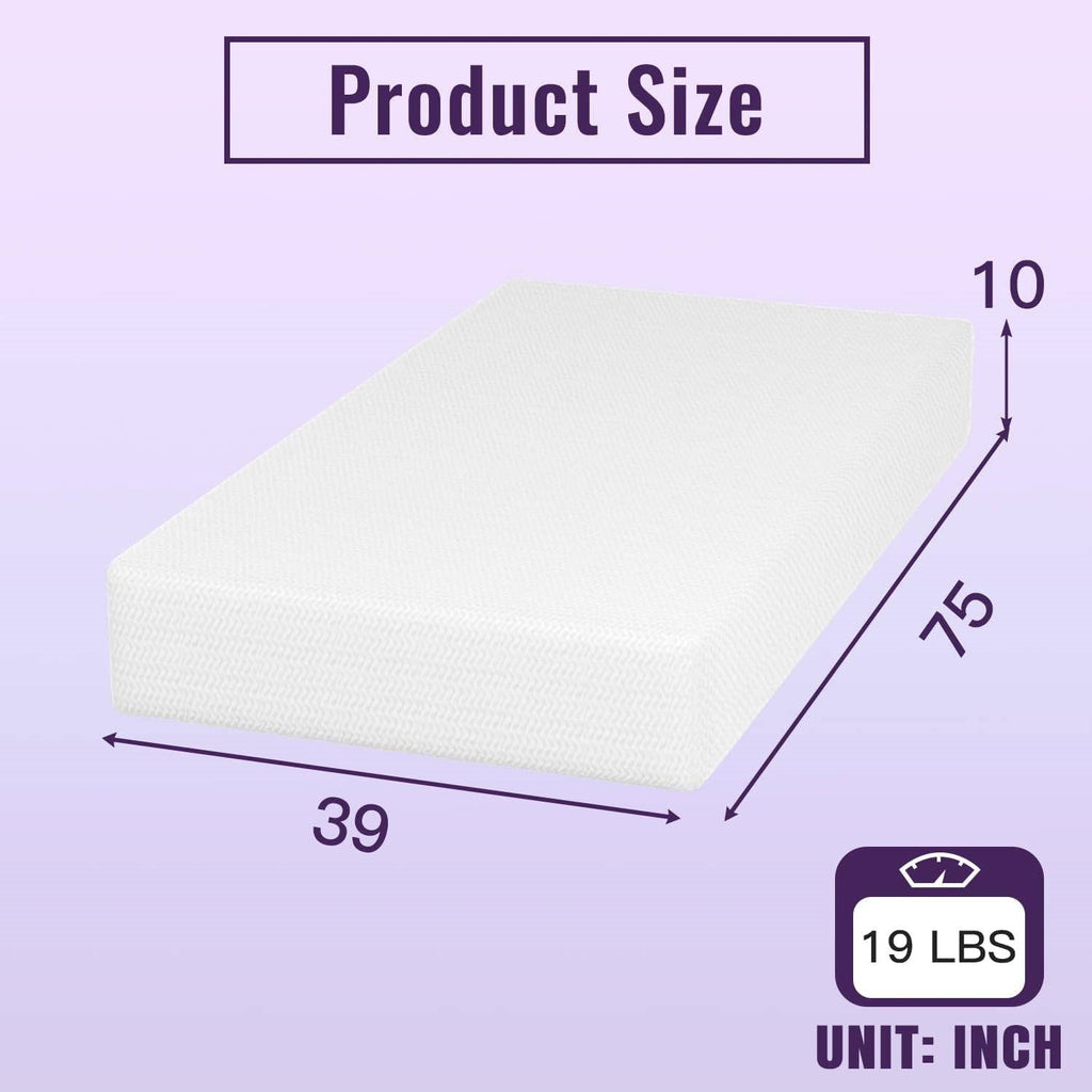 Twin size 10-inch Charcoal Infused Memory Foam Mattress with Removable Cover-4