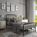 Twin Black Metal Bed Frame with Slatted Rounded Corners Headboard and Footboard-0