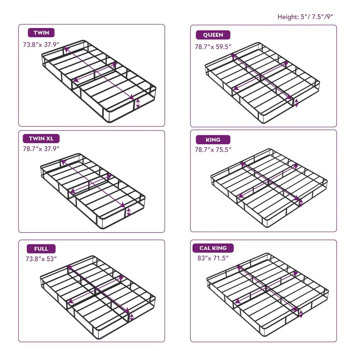 Twin size 5-inch Low Profile Metal Box Spring Mattress Foundation with Cover-4