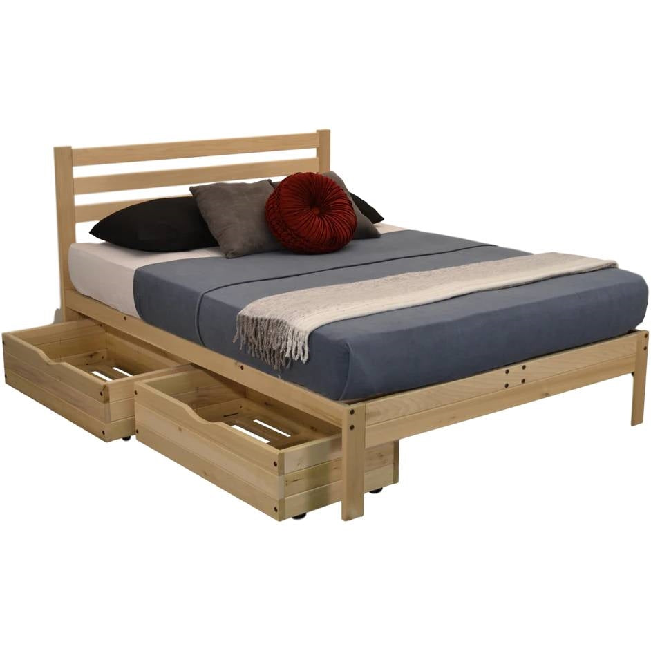Twin size Solid Wood Platform Bed Frame with Slatted Headboard - Made in USA-3