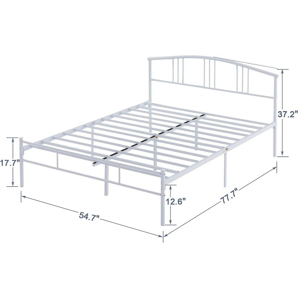 Twin size White Metal Platform Bed Frame with Arched Headboard-4