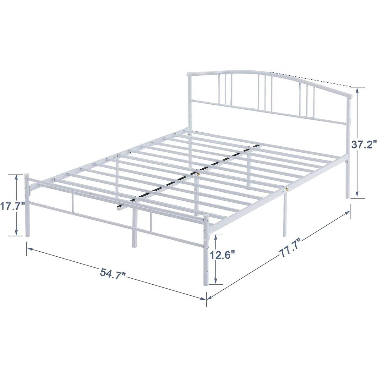 Twin size White Metal Platform Bed Frame with Arched Headboard-4