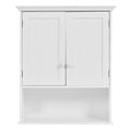 White Wall Mount Bathroom Cabinet with Storage Shelf-0