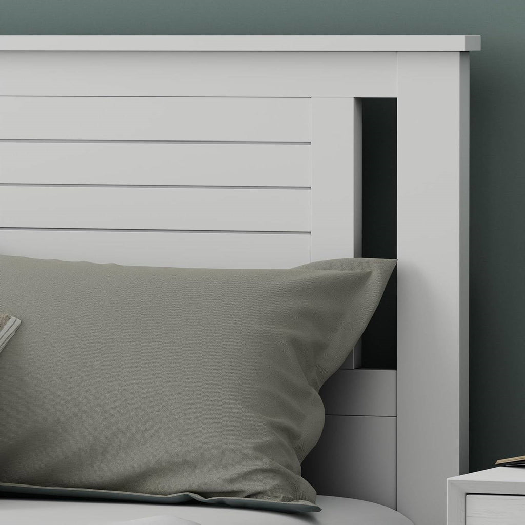 Twin Size Farmhouse Solid Wood Slatted Headboard in White Finish-2