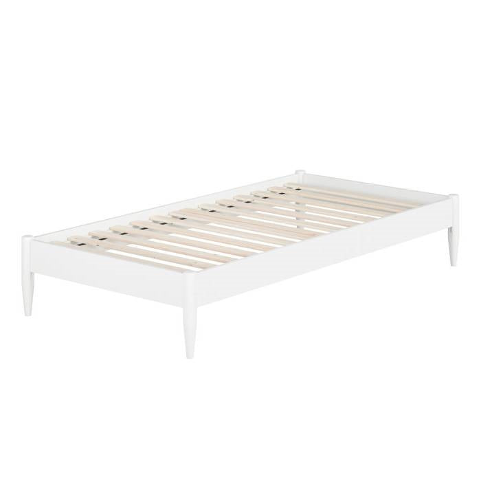 Twin XL Size Solid Hardwood Victorian Style White Platform Bed-0