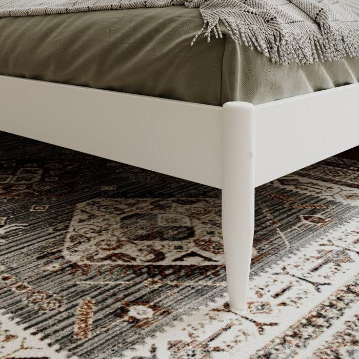 Twin XL Size Solid Hardwood Victorian Style White Platform Bed-3