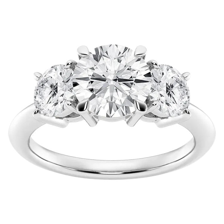 1.00 CTW Round Lab-Grown Diamond G/VS Three-Stone Engagement Ring in 14K White Gold Over Sterling Silver-0
