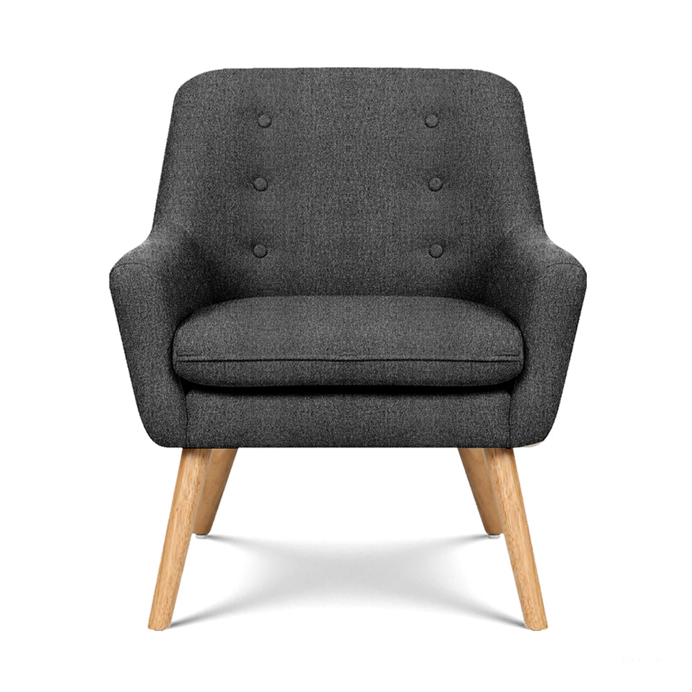 Artiss 2X Armchair Lounge Chair Accent Tub Chair Charcoal ANNE-2