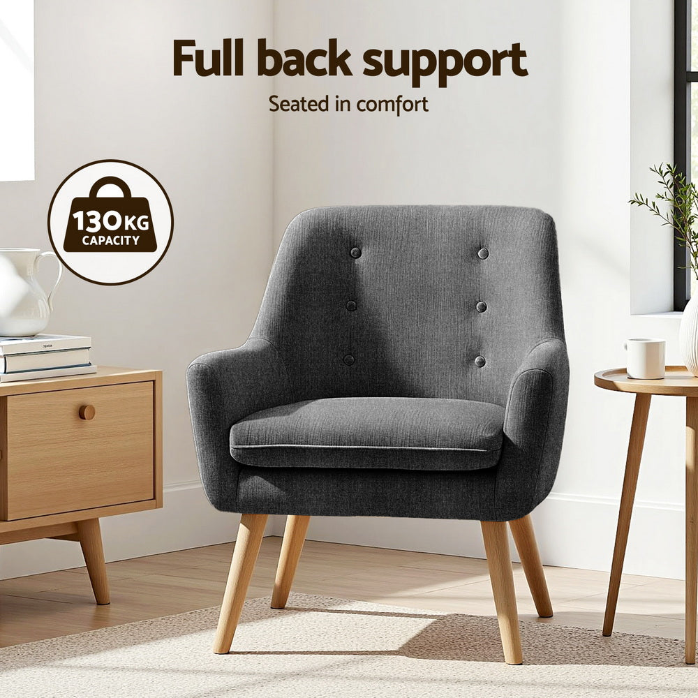 Artiss 2X Armchair Lounge Chair Accent Tub Chair Charcoal ANNE-3