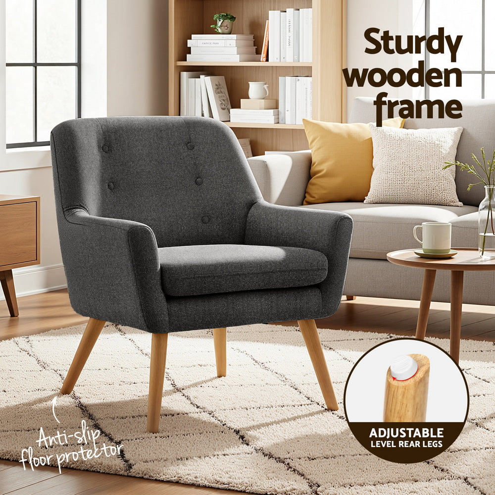 Artiss 2X Armchair Lounge Chair Accent Tub Chair Charcoal ANNE-4